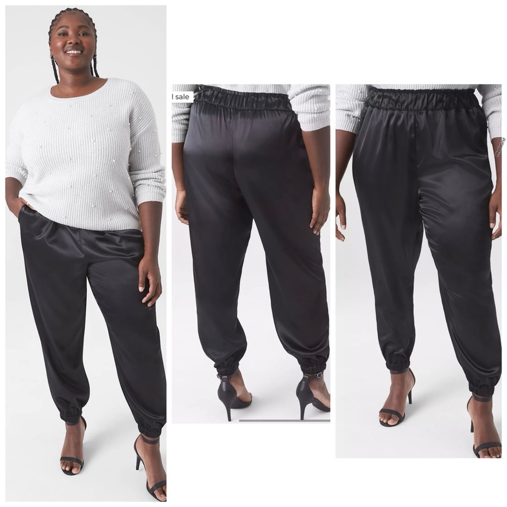 Lane Bryant black satin joggers 🖤